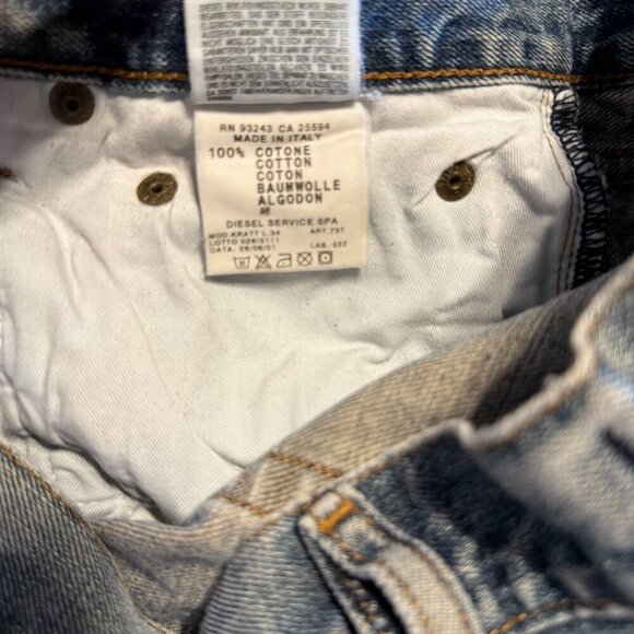 Diesel Industry Denim Division Men's Straight-Leg Jeans Size 34 Made In Italy - Picture 5 of 13